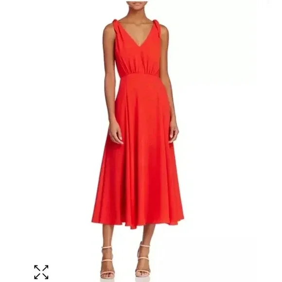 Betsey Johnson Womens Crepe Georgette Elegant Midi Dress Red Size 4 - Picture 1 of 13